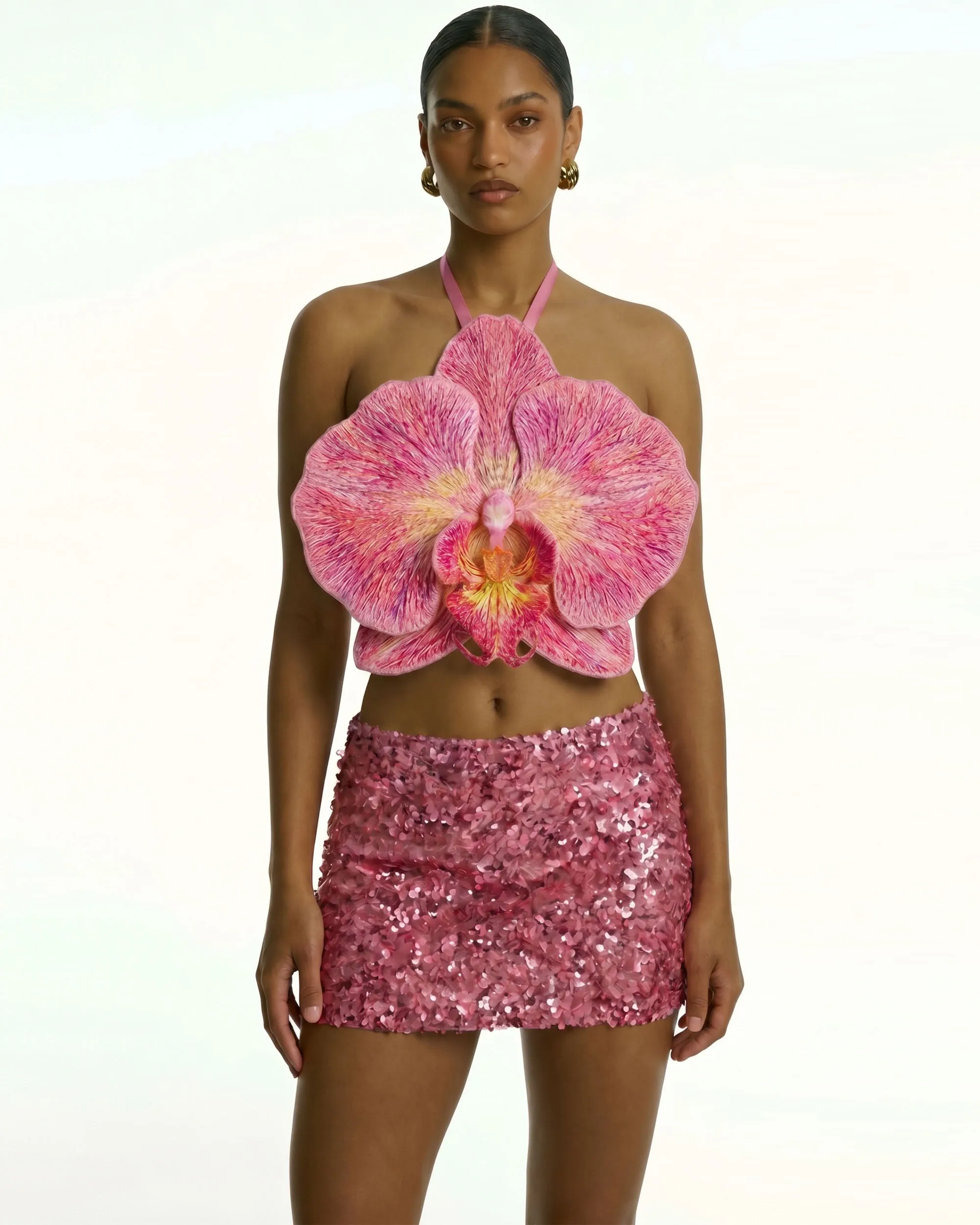 3D Orchid Halter Crop Top - Pink sold by JW PEI