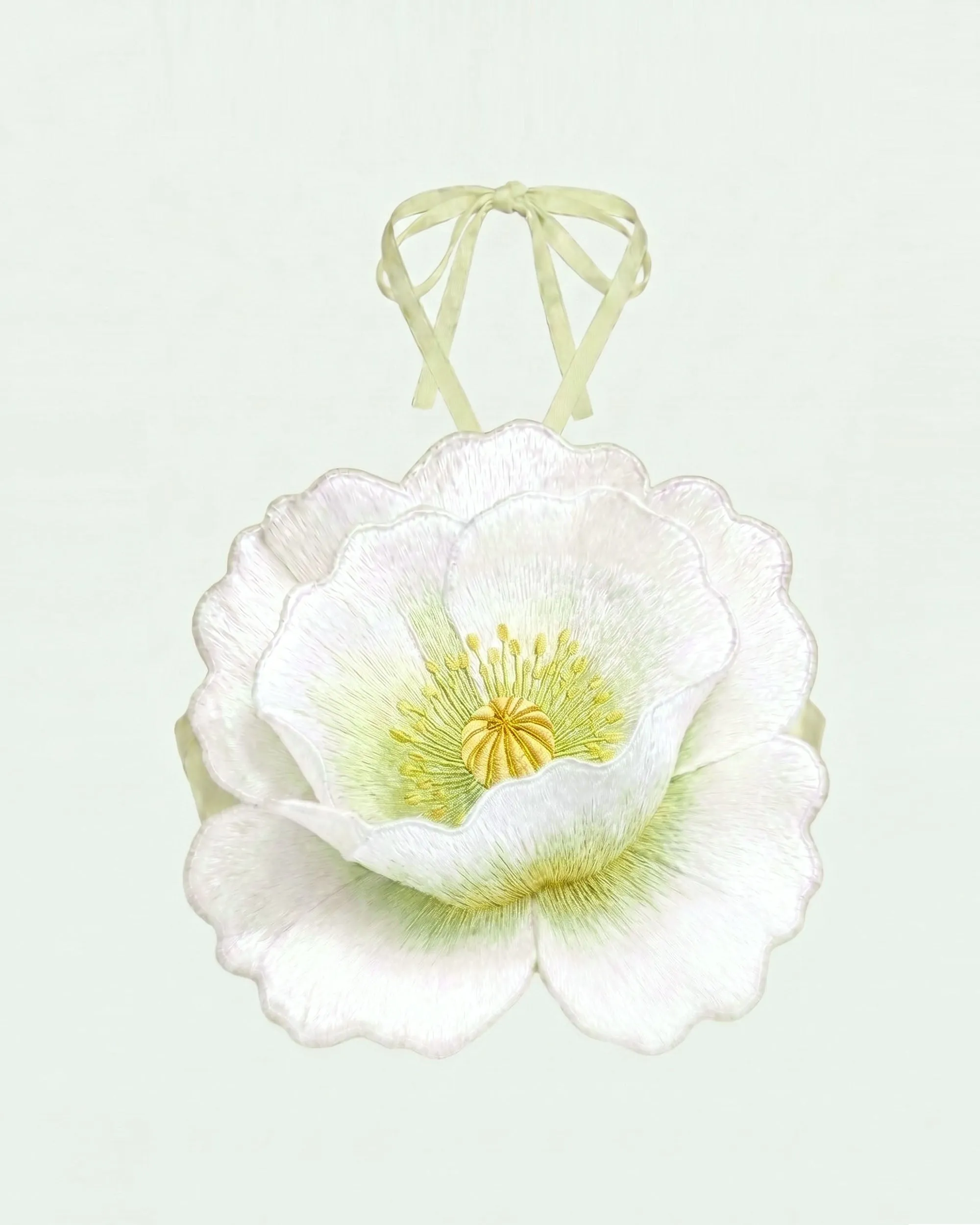 3D Floral Halter Crop Top - Ivory sold by JW PEI product image thumbnail 2
