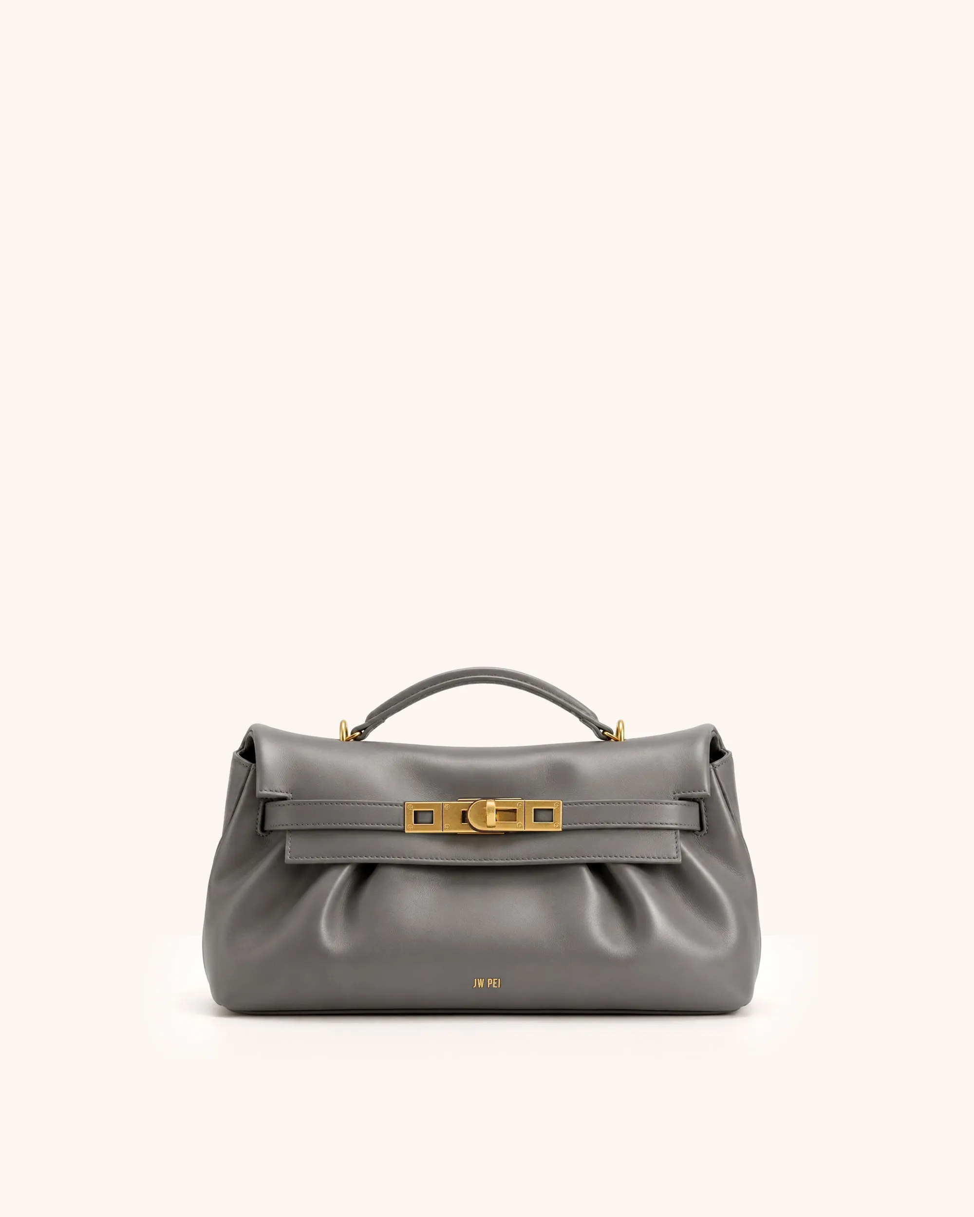 Noor Gathered Satchel Bag - Gray sold by JW PEI