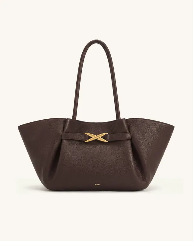 Elora Pebbled Tote Bag - Dark Brown made by JW PEI