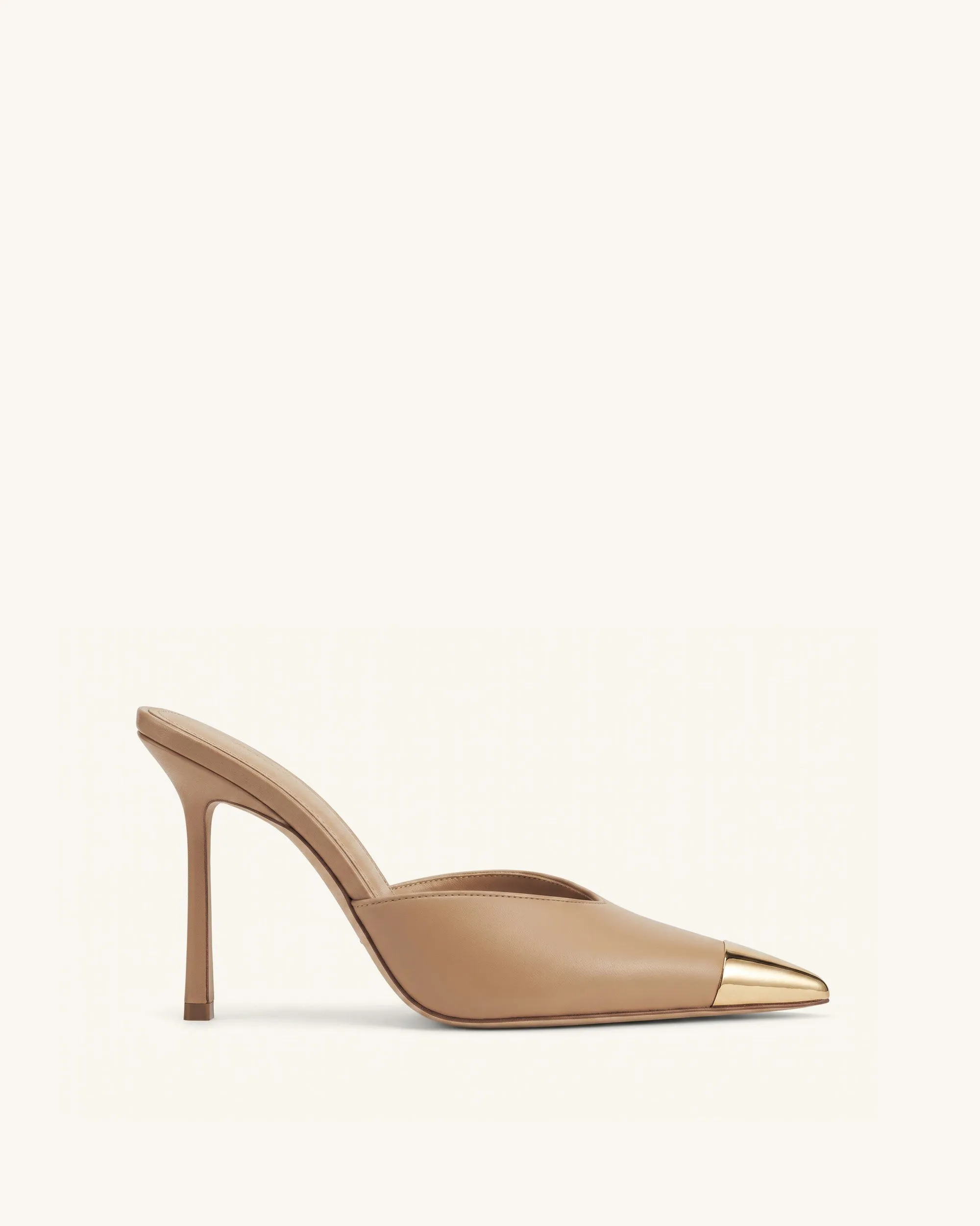 Savannah Metal Cap Toe Pointed Mule Heels - Khaki sold by JW PEI product image thumbnail 3