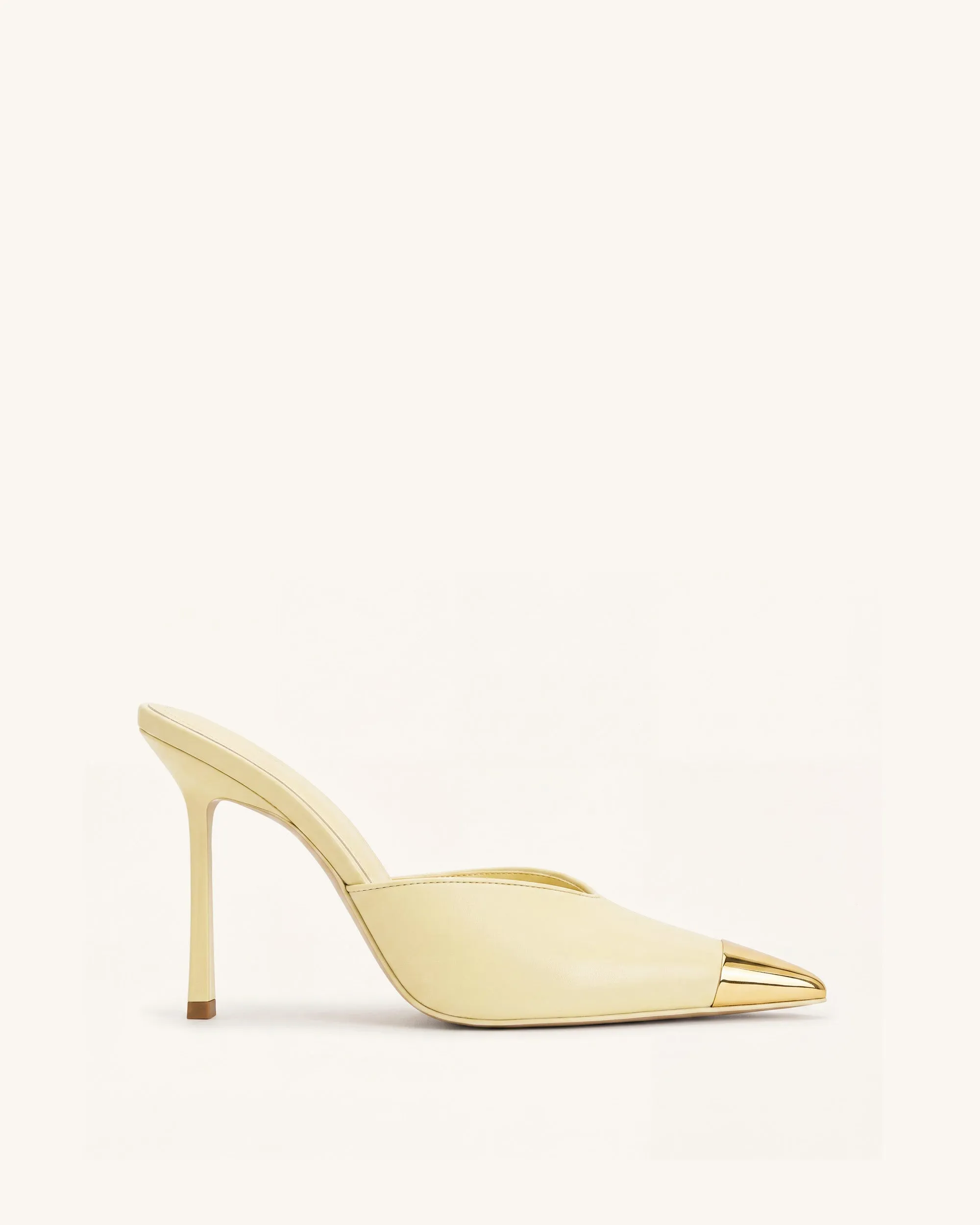 Savannah Metal Cap Toe Pointed Mule Heels - Yellow sold by JW PEI product image thumbnail 3