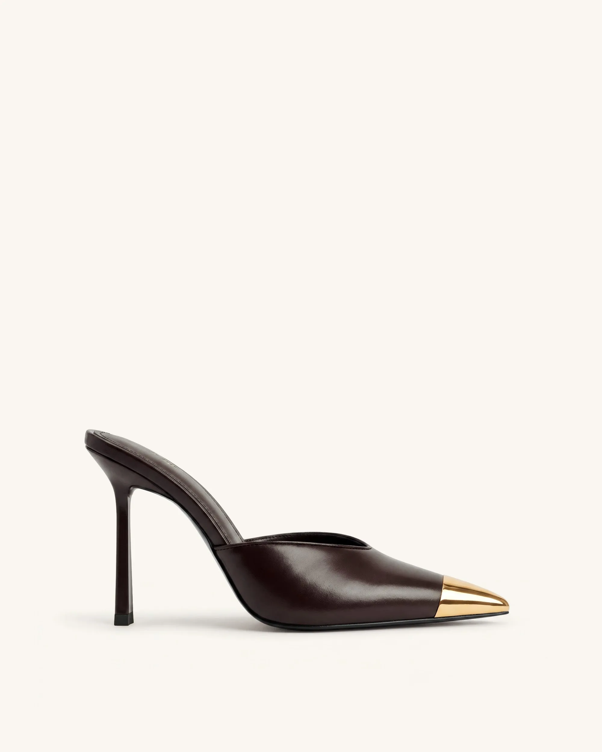 Savannah Metal Cap Toe Pointed Mule Heels - Dark Brown sold by JW PEI product image thumbnail 3