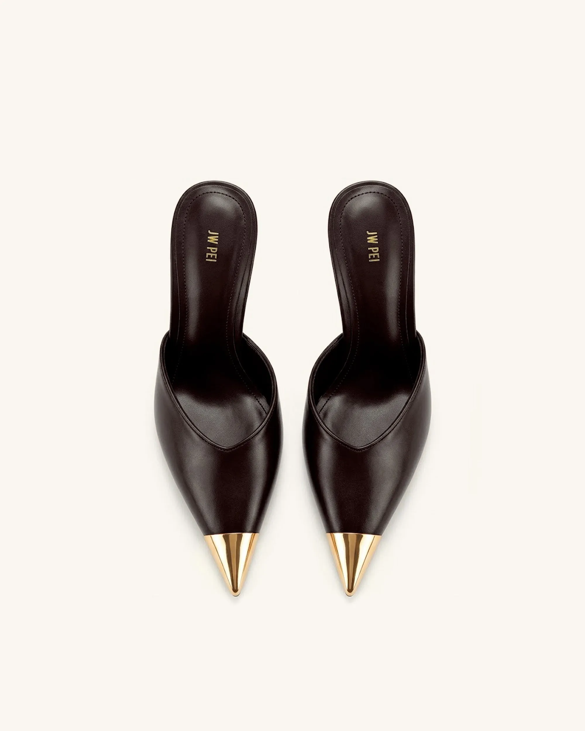 Savannah Metal Cap Toe Pointed Mule Heels - Dark Brown sold by JW PEI product image thumbnail 2