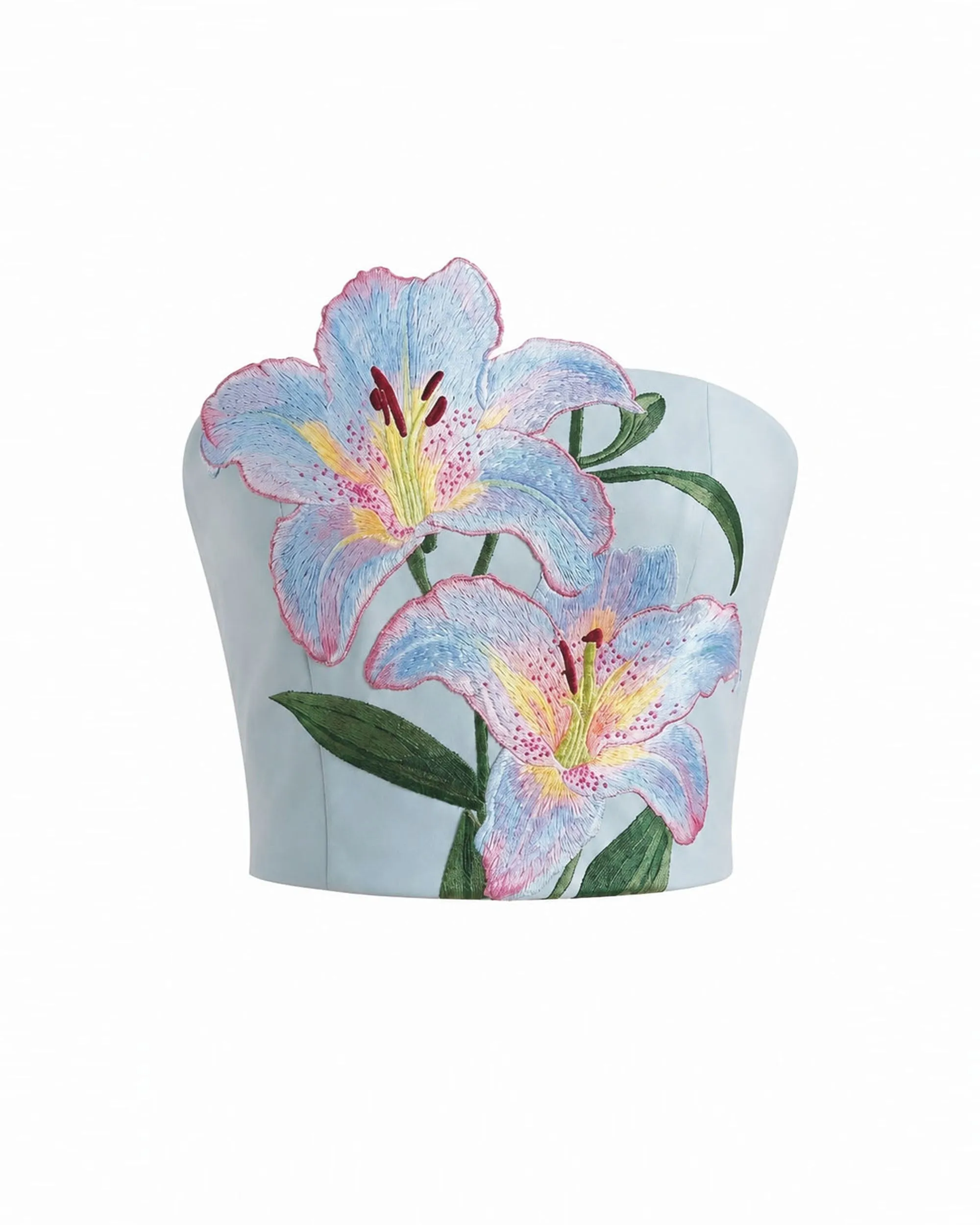 Lily Floral Embroidered Strapless Corset Top - Light Blue sold by JW PEI product image thumbnail 3