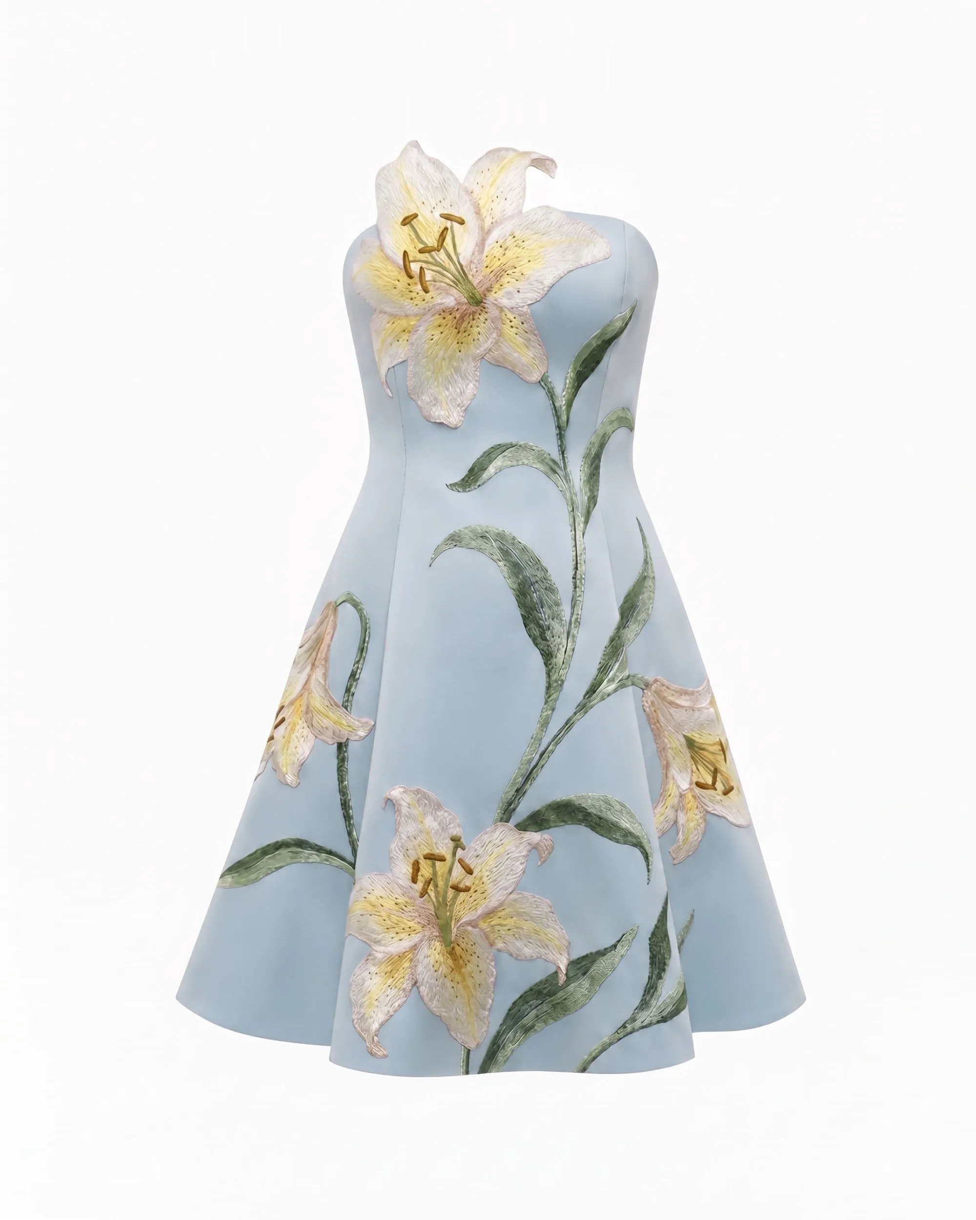 Lily Floral Print Strapless A-Line Mini Dress - Light Blue sold by JW PEI product image thumbnail 2
