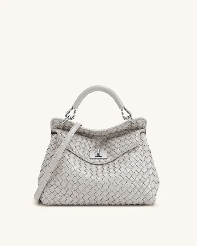 Lucia Classic Woven Top Handle Bag - Light Grey made by JW PEI