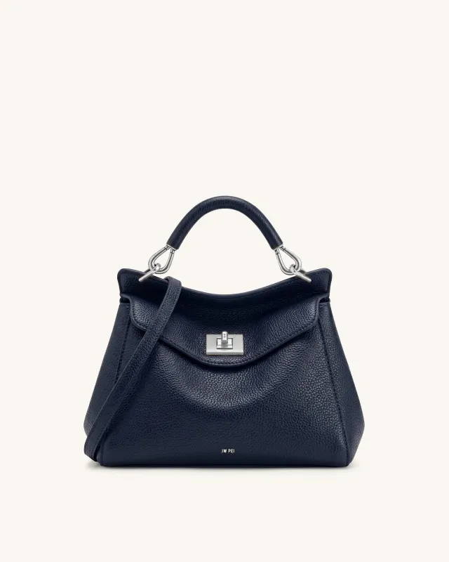 Lucia Classic Top Handle Bag - Navy Blue made by JW PEI