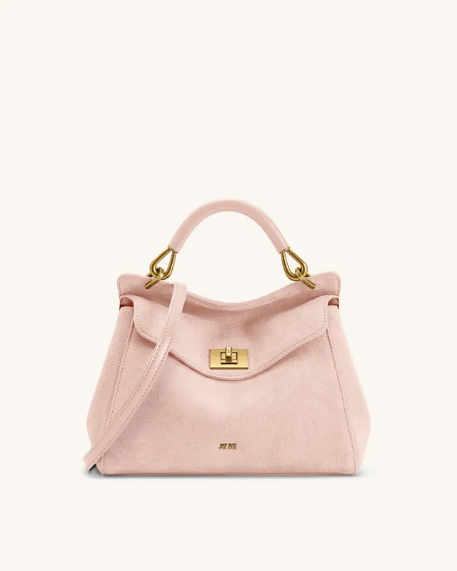 Lucia Classic Faux Suede Top Handle Bag - Pink made by JW PEI
