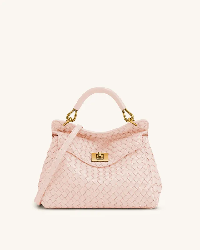 Lucia Classic Woven Top Handle Bag - Pink made by JW PEI