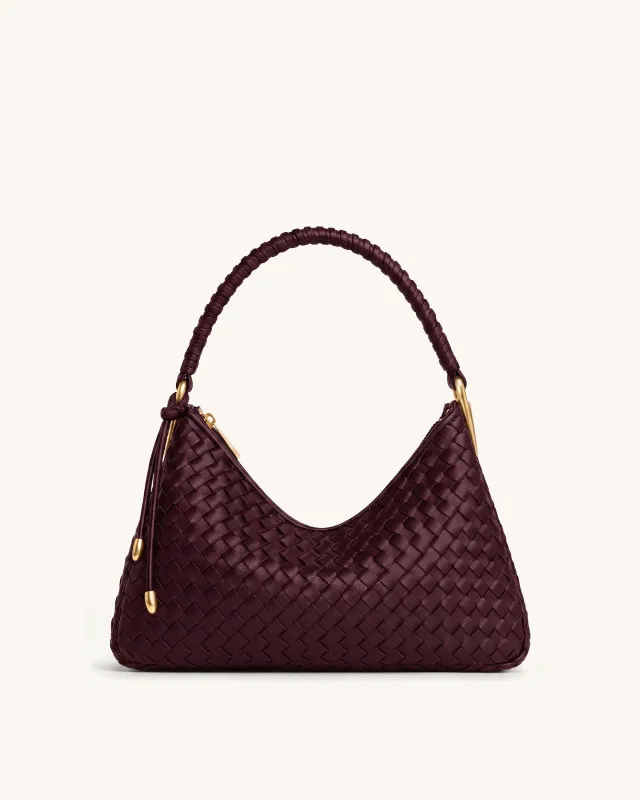 Lorena Woven Shoulder Bag - Burgundy made by JW PEI