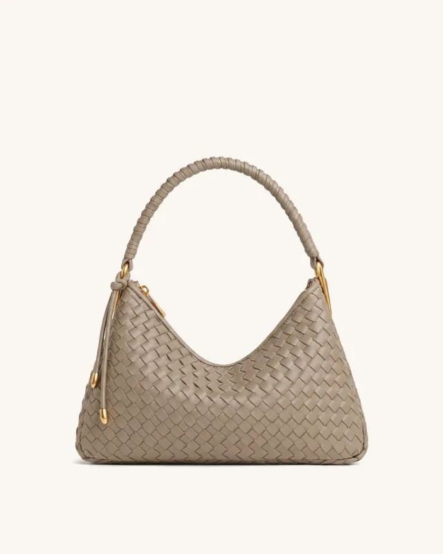 Lorena Woven Shoulder Bag - Taupe made by JW PEI