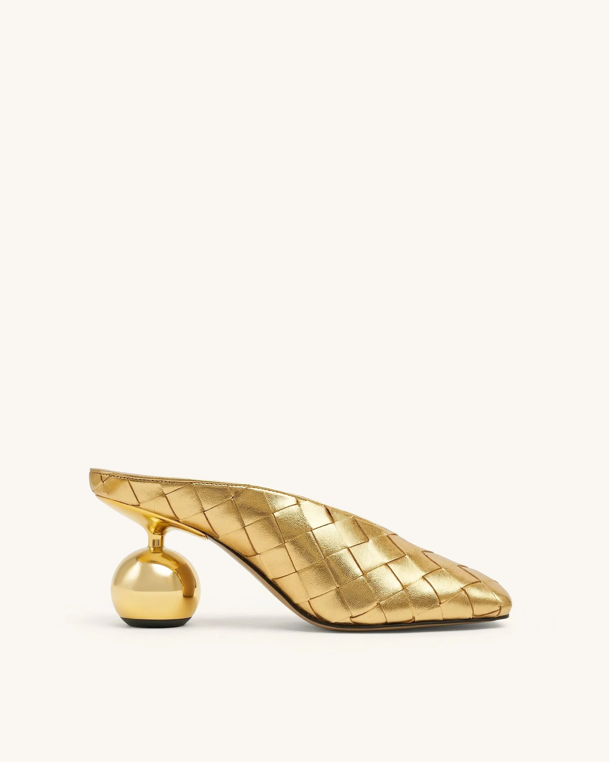 Ellie Woven Square-Toe Mule Heels - Gold sold by JW PEI