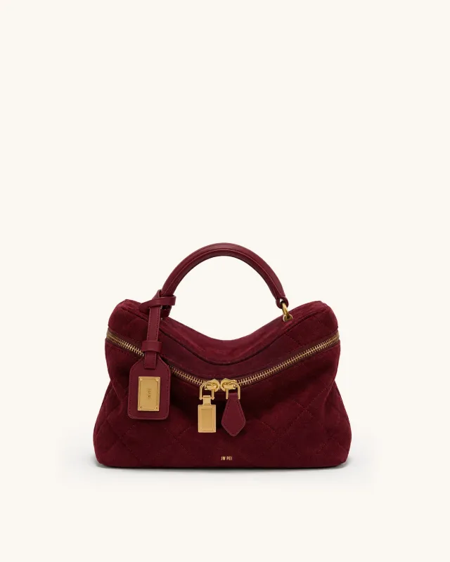 Cleo Quilted Faux Suede Hobo - Red made by JW PEI