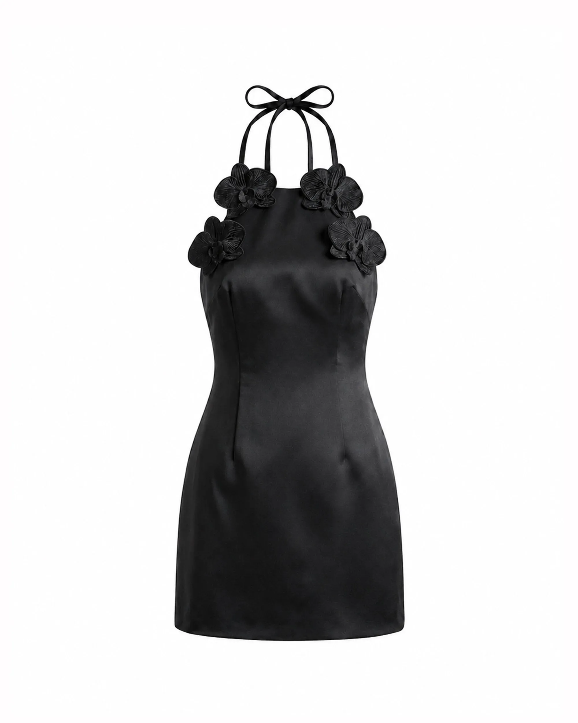 Iris Floral Appliqué Halter Mini Dress - Black sold by JW PEI product image thumbnail 2