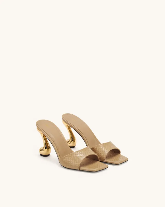 Hannah Faux Snakeskin Heel Mules - Khaki made by JW PEI
