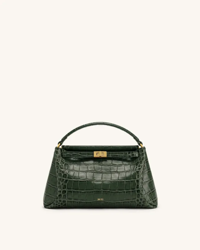 Carmen Top Handle Bag - Forest Green Croc made by JW PEI