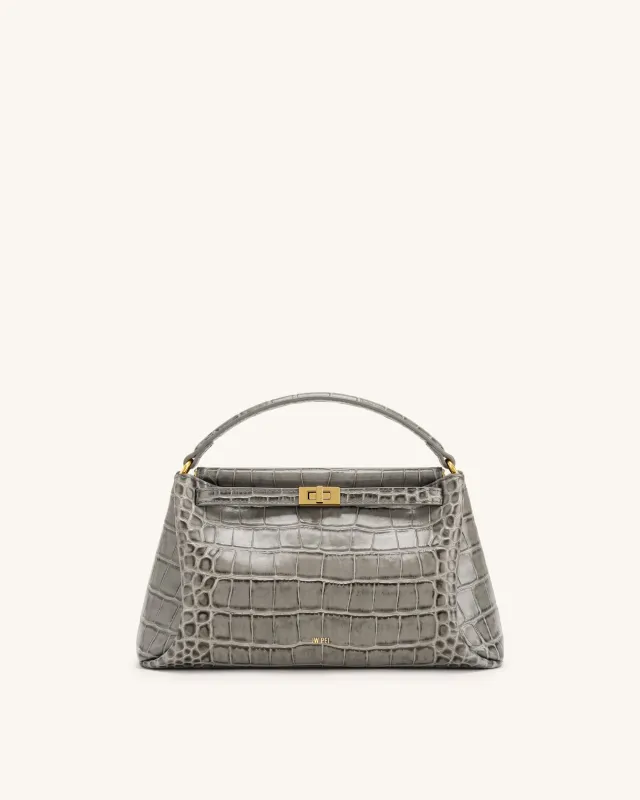 Carmen Top Handle Bag - Grey Croc made by JW PEI