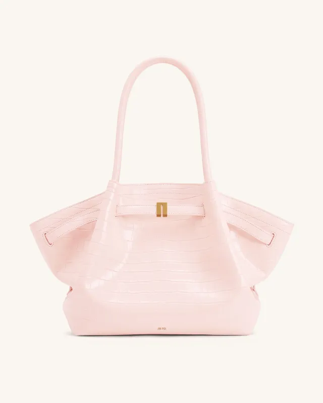Hana Large Tote Bag - Pink Croc made by JW PEI