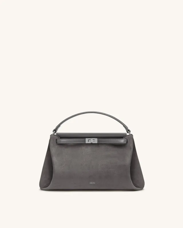 Carmen Faux Suede Top Handle Bag - Dark Gray made by JW PEI