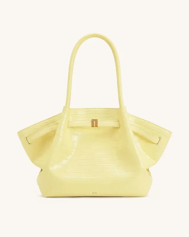 Hana Large Tote Bag - Yellow Croc made by JW PEI