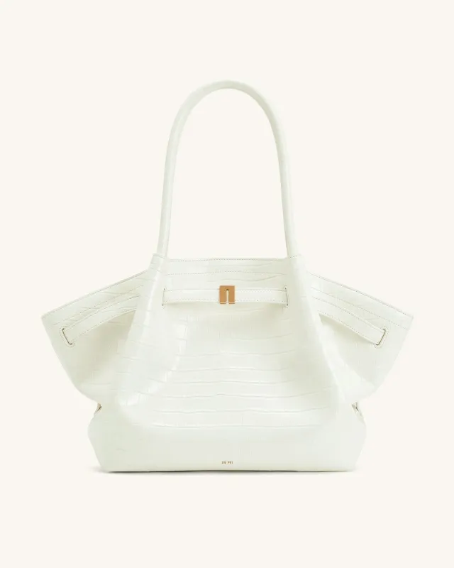 Hana Large Tote Bag - Off-white Croc made by JW PEI