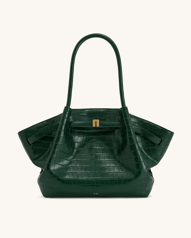 Hana Large Tote Bag - Green Croc made by JW PEI