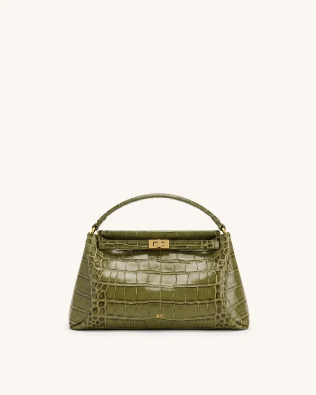 Carmen Top Handle Bag - Green Croc made by JW PEI