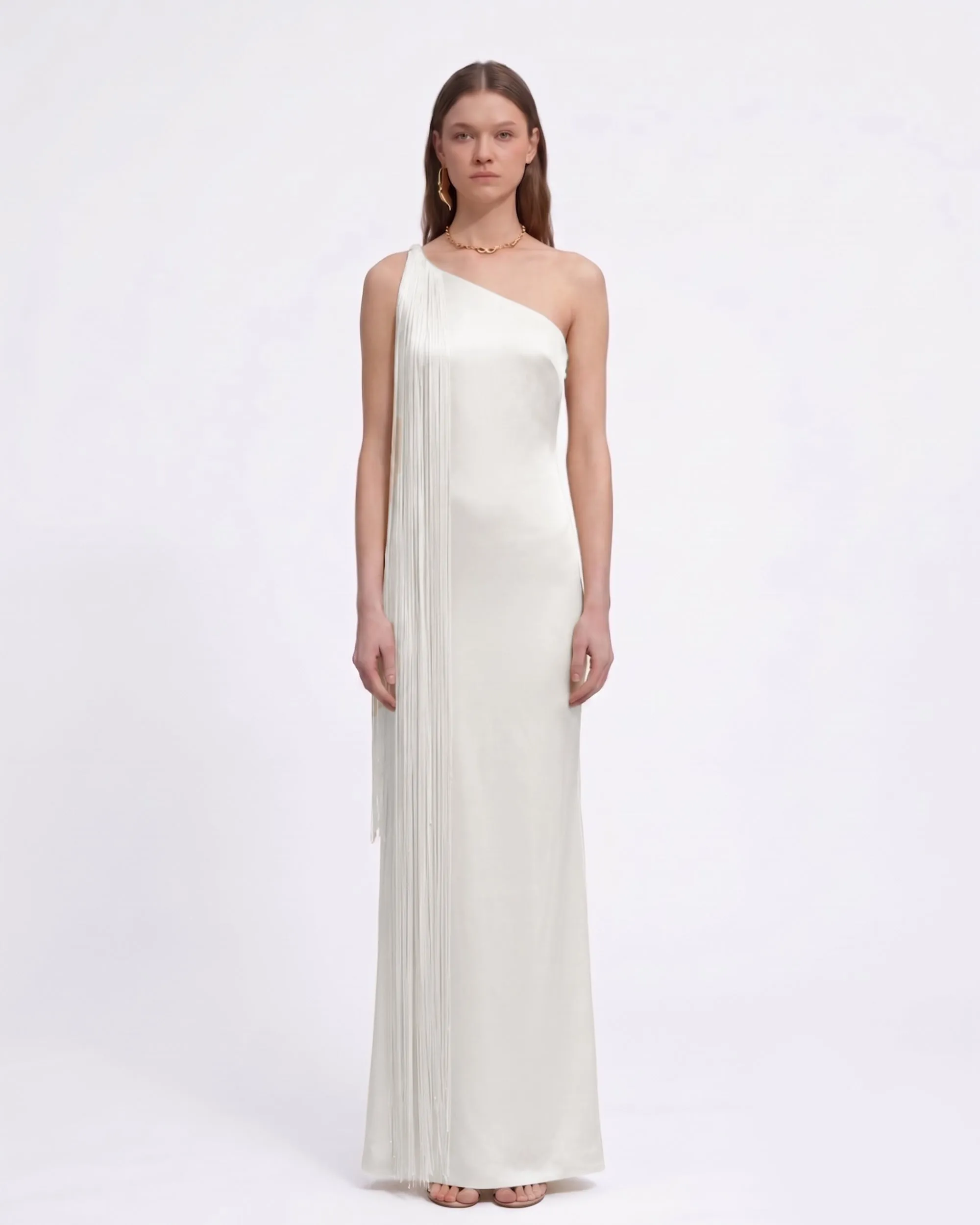 Fringe One Shoulder Maxi Dress - White sold by JW PEI product image thumbnail 2