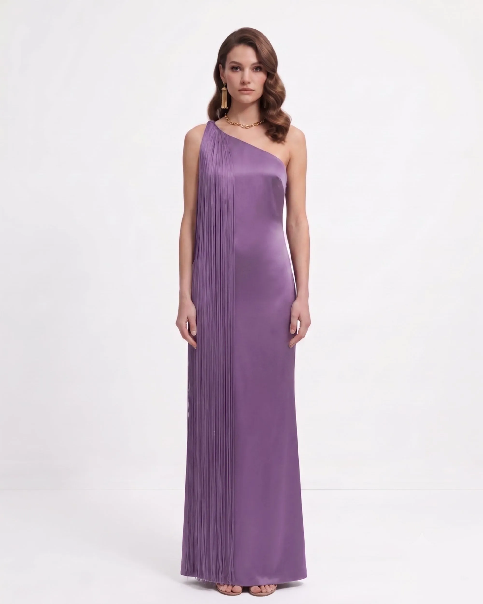 Fringe One Shoulder Maxi Dress - Purple sold by JW PEI product image thumbnail 2