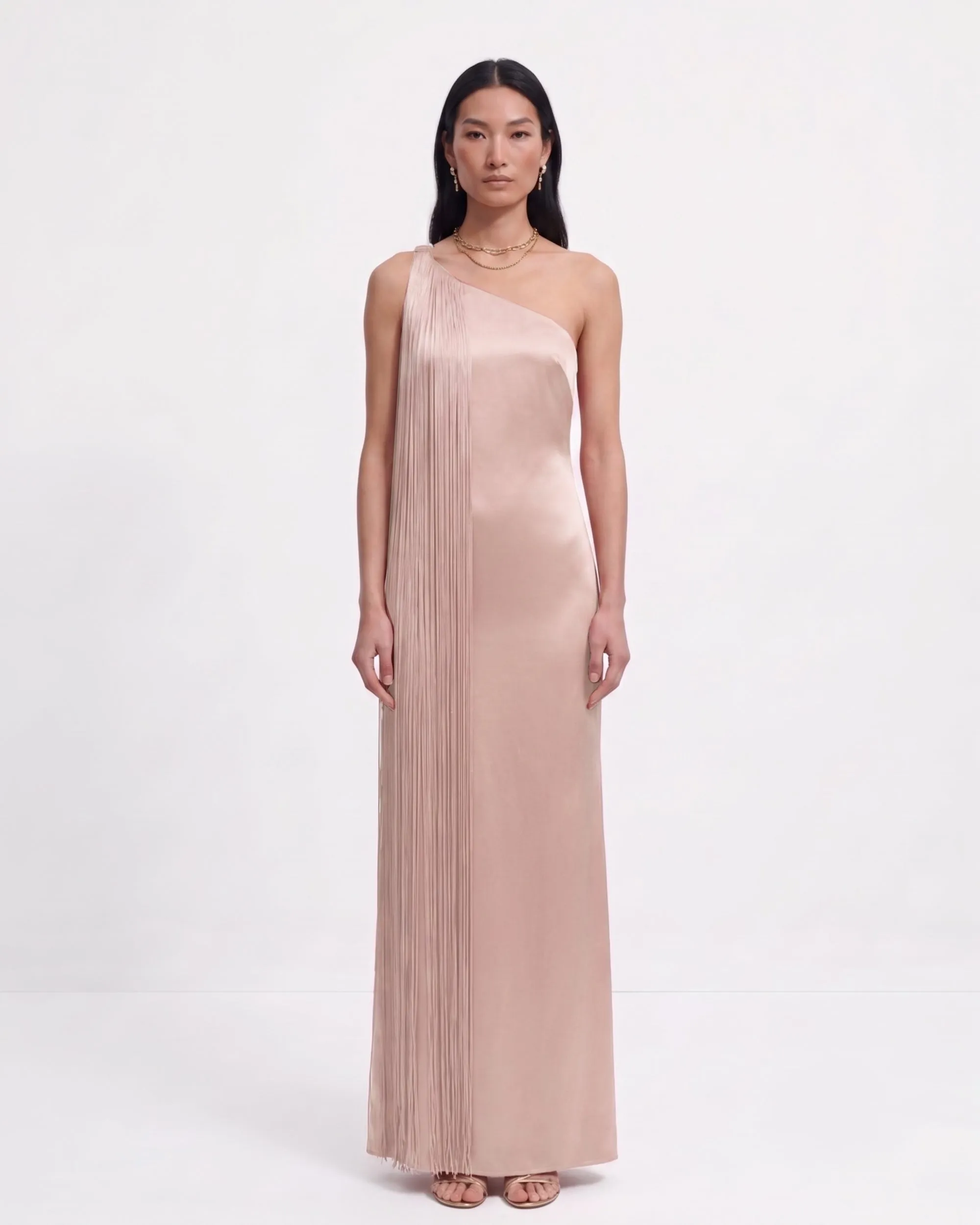 Fringe One Shoulder Maxi Dress - Pink sold by JW PEI product image thumbnail 2