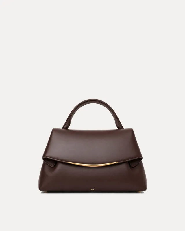 Mia Gold Accent Top Handle Bag - Brown made by JW PEI
