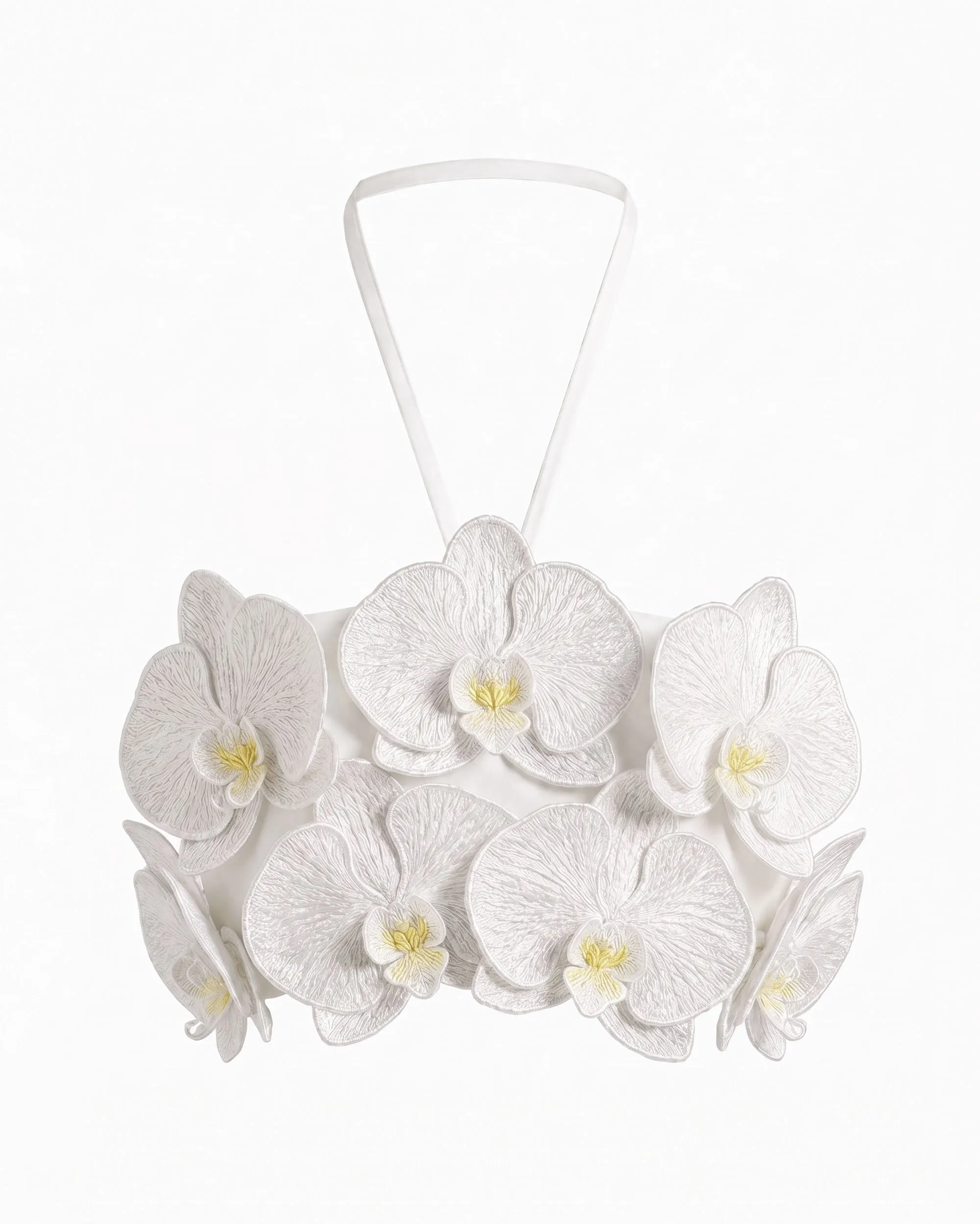 Orchid Floral Appliqué Halter Cropped Top - Ivory sold by JW PEI product image thumbnail 3