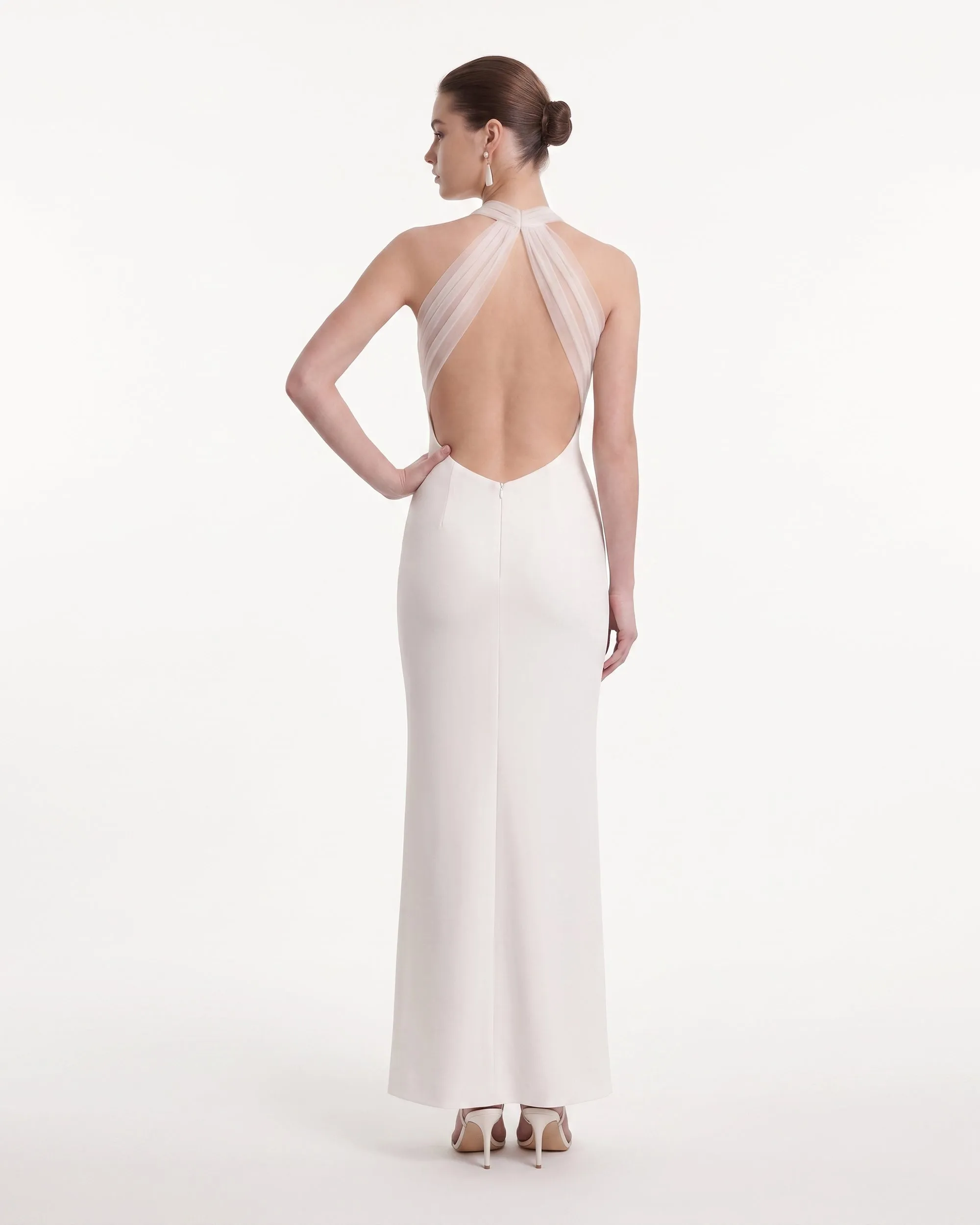 Cross Halter Column Maxi Dress - Ivory sold by JW PEI product image thumbnail 2