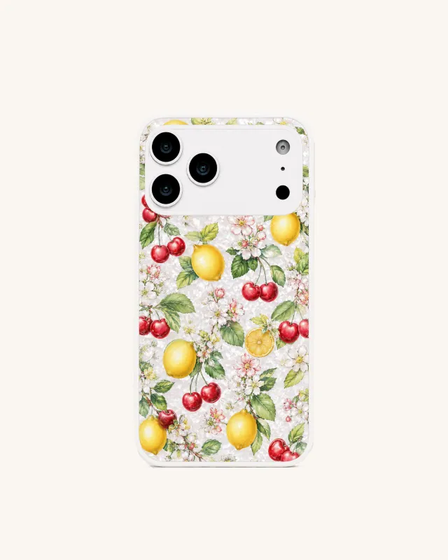 Fruity Blossom Lemon Cherry Phone Case – White made by JW PEI