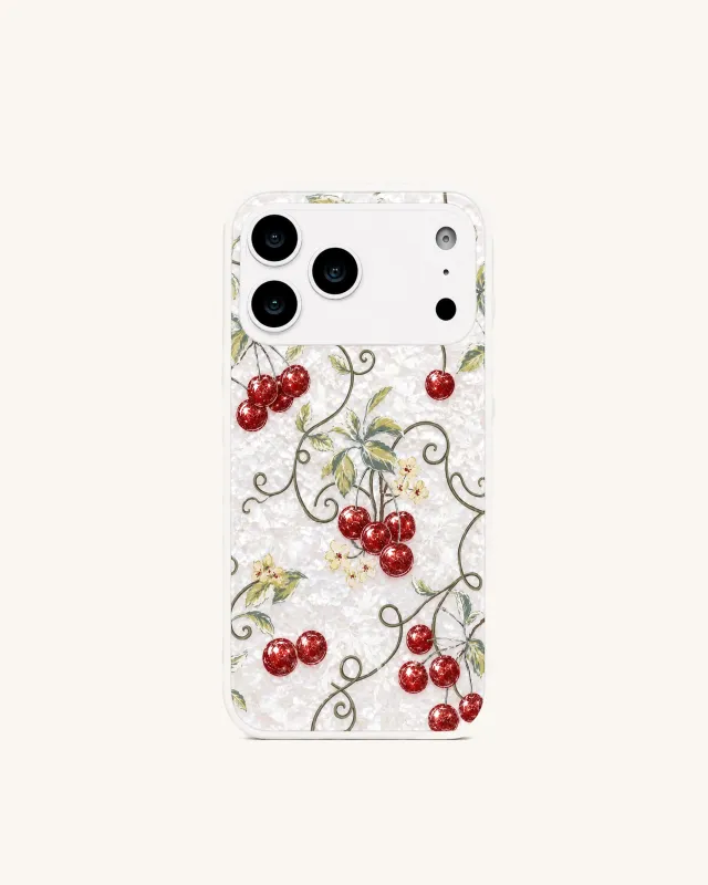 Fruity Blossom Pearl Cherry Phone Case – White made by JW PEI