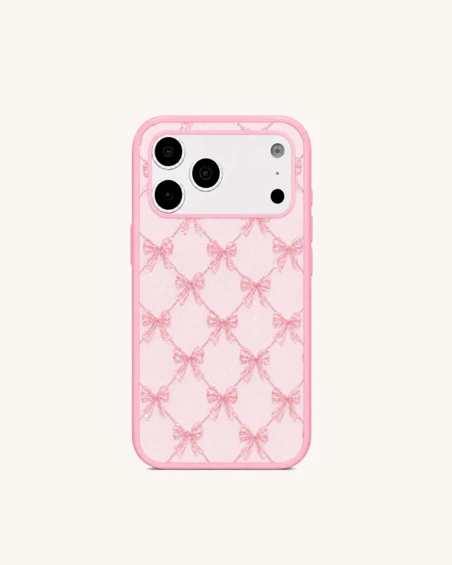 Sweet Bow Ribbon Glitter Phone Case – Pink made by JW PEI