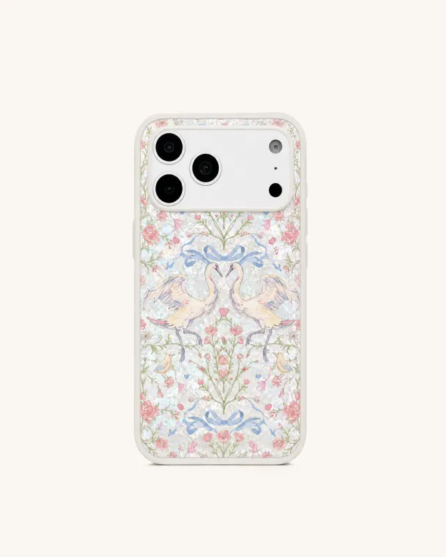 Vintage Romance Swan Pearl Shell Phone Case – White made by JW PEI