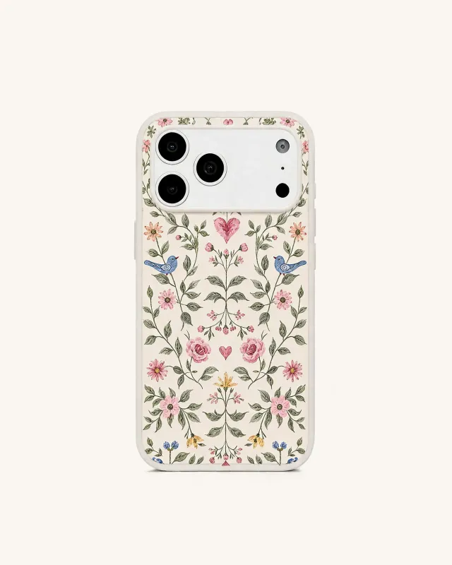 Vintage Romance Floral Bird Phone Case – White made by JW PEI