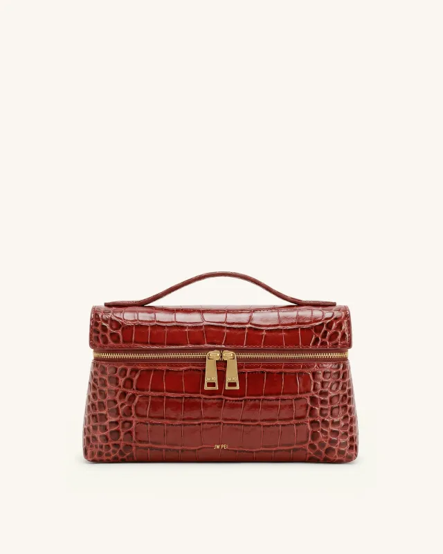 Thea Top Handle Bag - Claret Croc made by JW PEI
