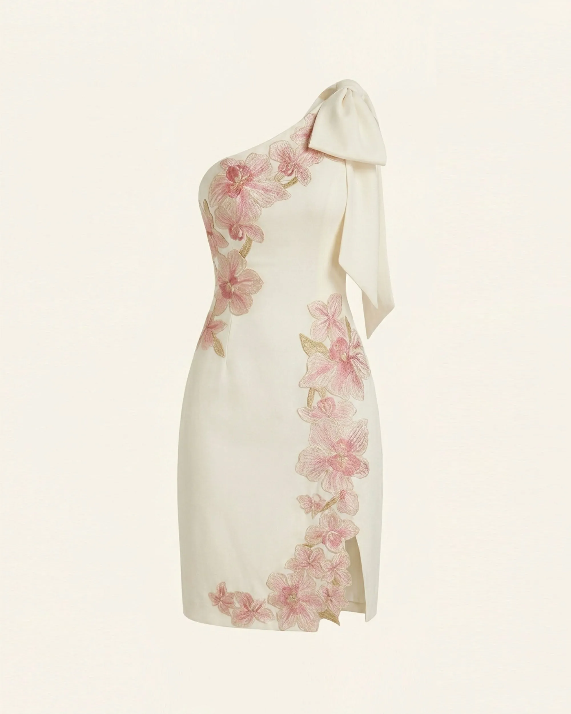 Flower Embroidered Bow Shoulder Mini Dress - Ivory sold by JW PEI product image thumbnail 2