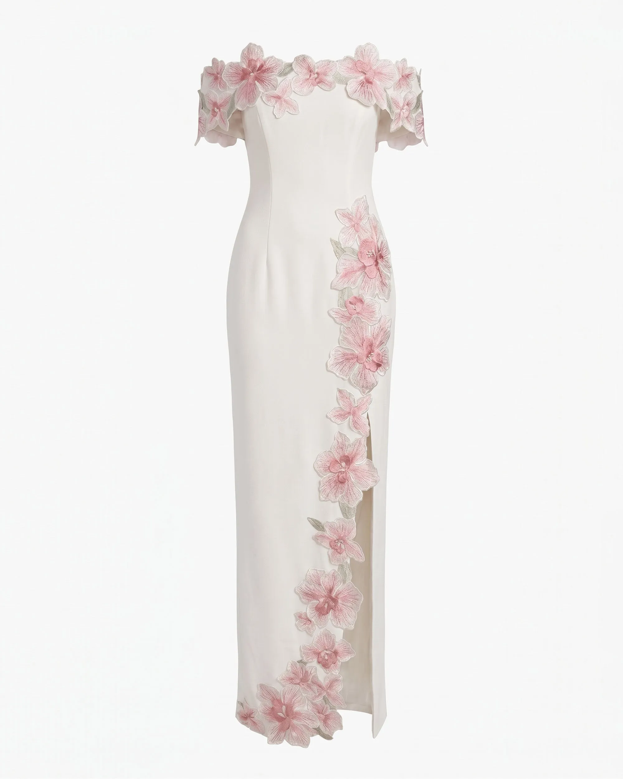 Flower Embroidered Off-Shoulder Maxi Dress - Ivory sold by JW PEI product image thumbnail 2