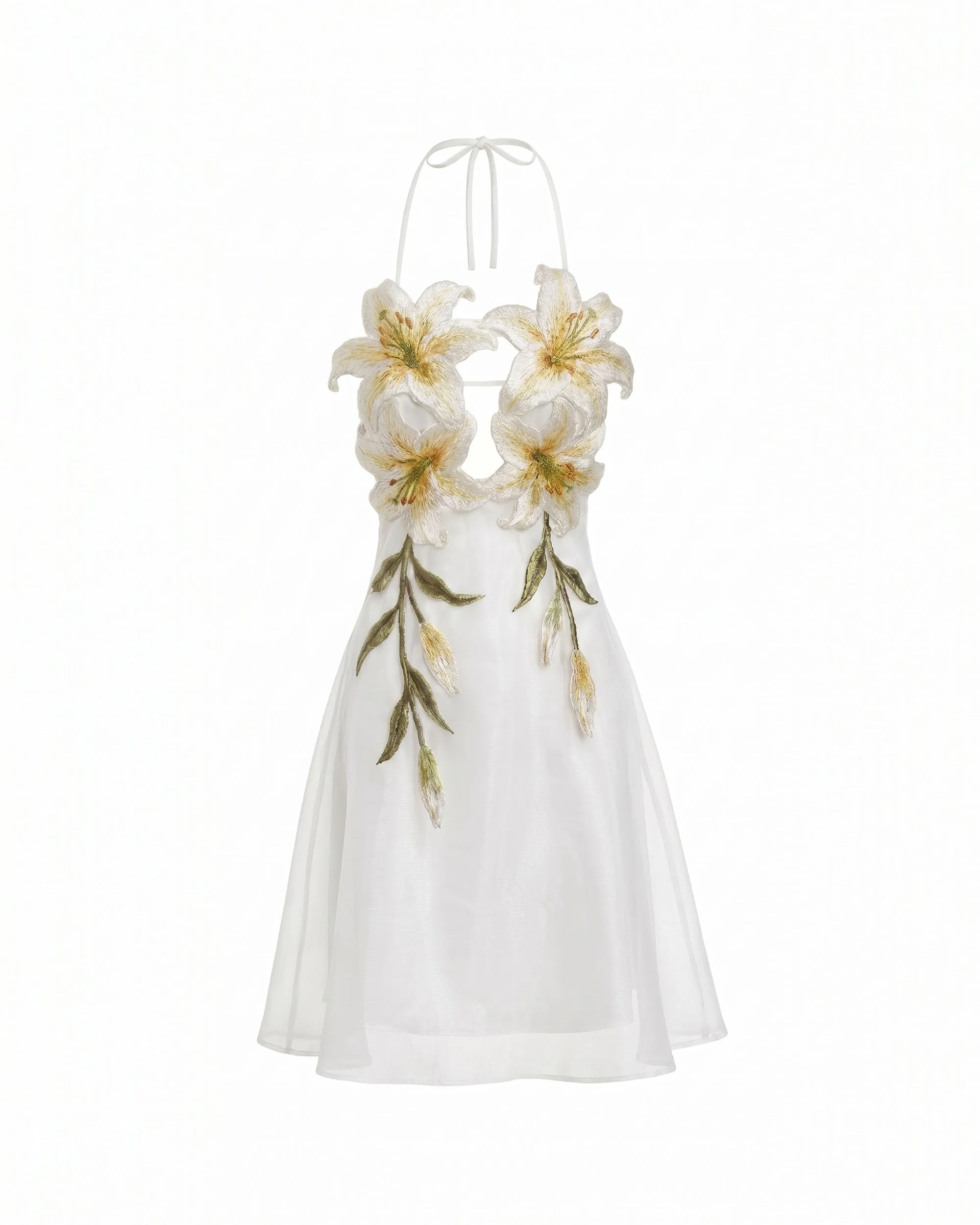 Lily-Embroidered Halter Mini Dress - White sold by JW PEI product image thumbnail 2