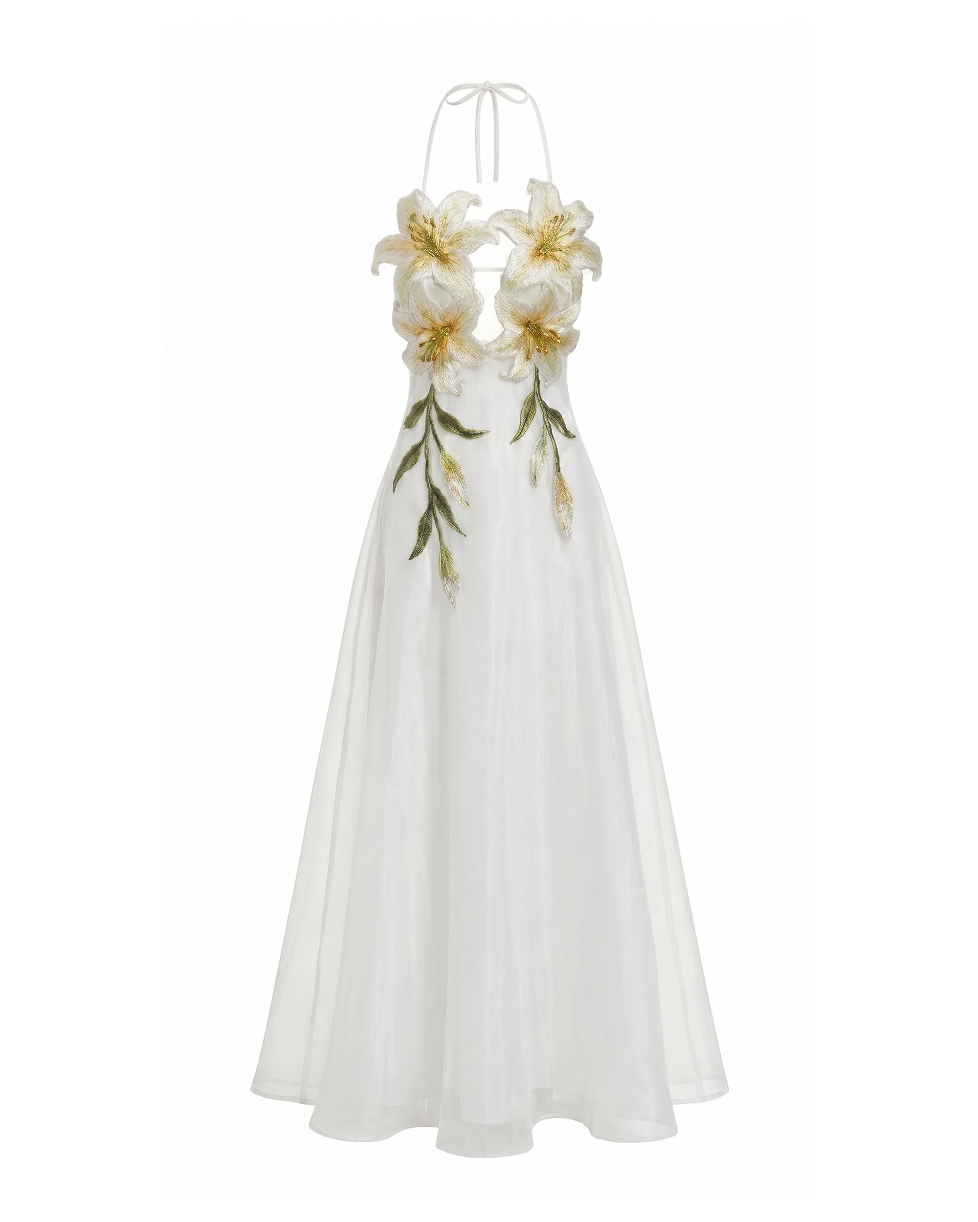 Lily-Embroidered Halter Maxi Dress - White sold by JW PEI product image thumbnail 2