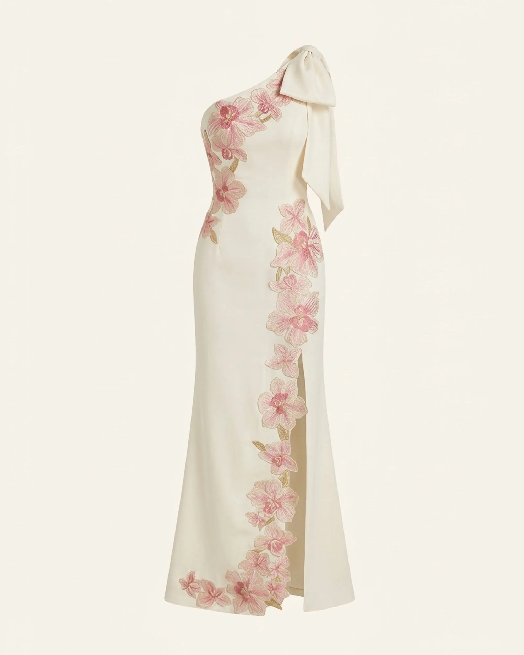 Flower Embroidered One-Shoulder Maxi Dress - Ivory sold by JW PEI product image thumbnail 2