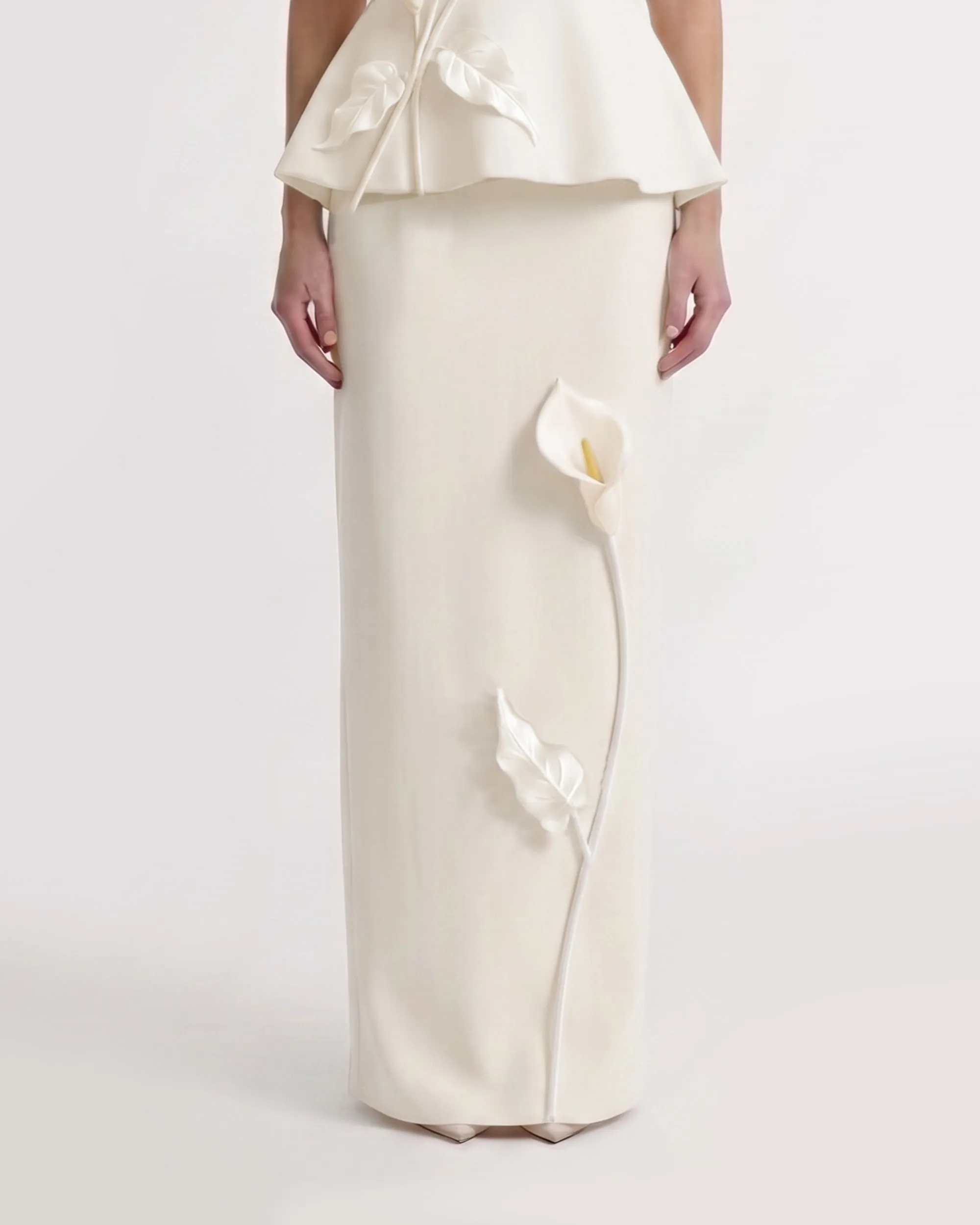 Floral Appliqué Column Maxi Skirt - Ivory sold by JW PEI product image thumbnail 2
