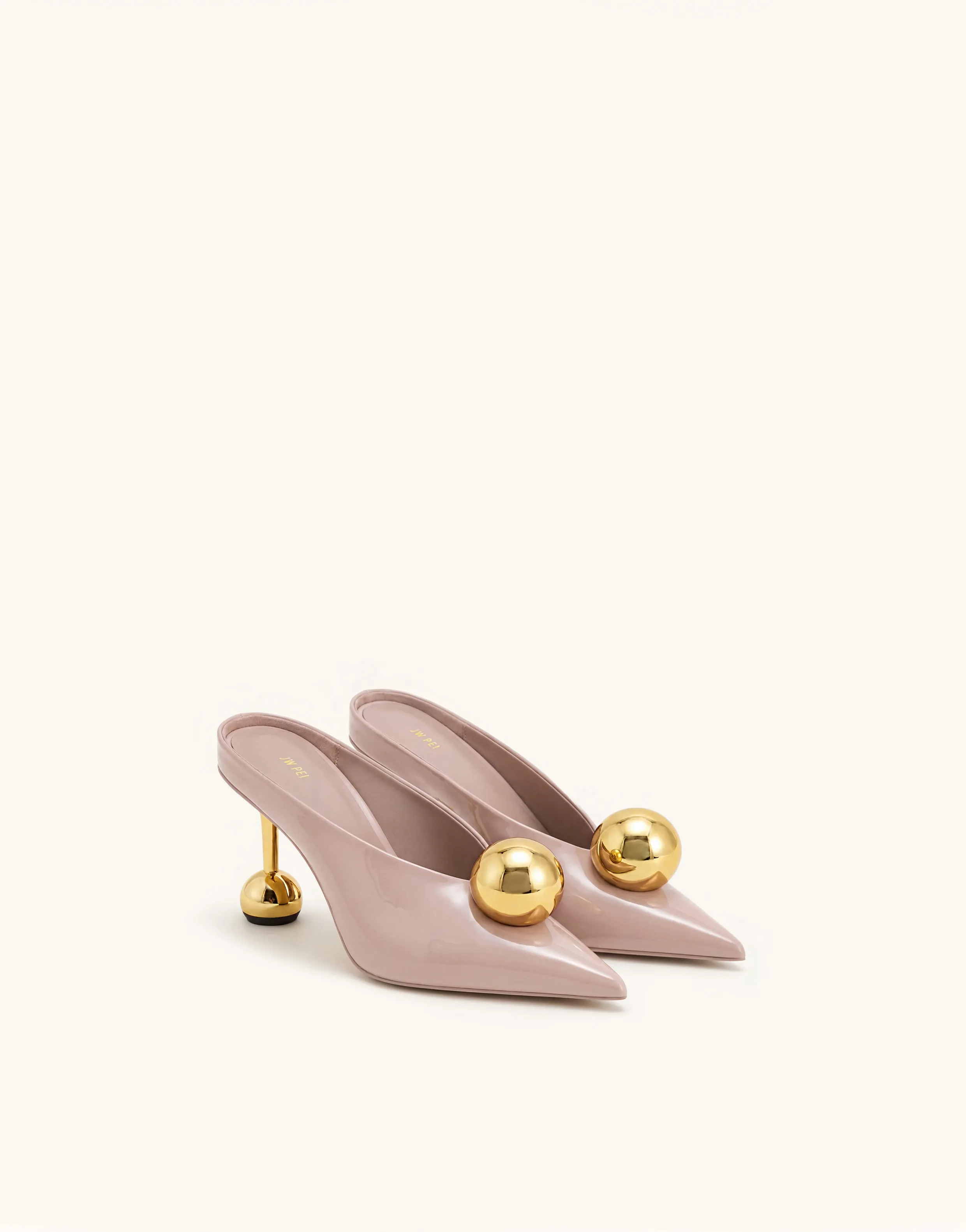 Sofia Angled Vamp Heel Mules - Dusty Pink sold by JW PEI