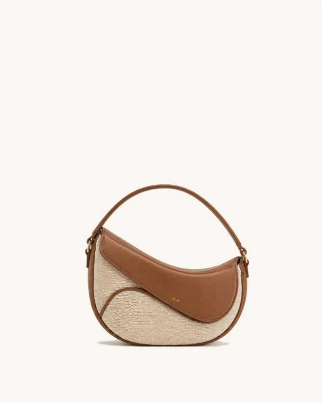 Addisyn Asymmetric Flap Canvas Top Handle Crossbody Bag – Tan made by JW PEI
