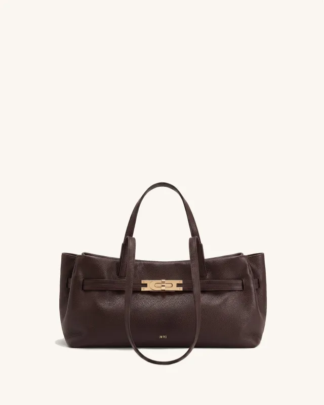 Bria Pebbled Shoulder Tote Bag – Espresso Brown made by JW PEI