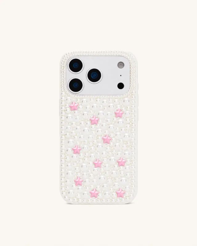 Pearl Star Embellished Phone Case - White made by JW PEI